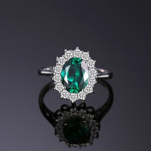 JewelryPalace Princess Diana William Kate Middleton's 2.5ct Created Emerald Ring Solid 925 Sterling Silver Ring For Women Gift - Image 2