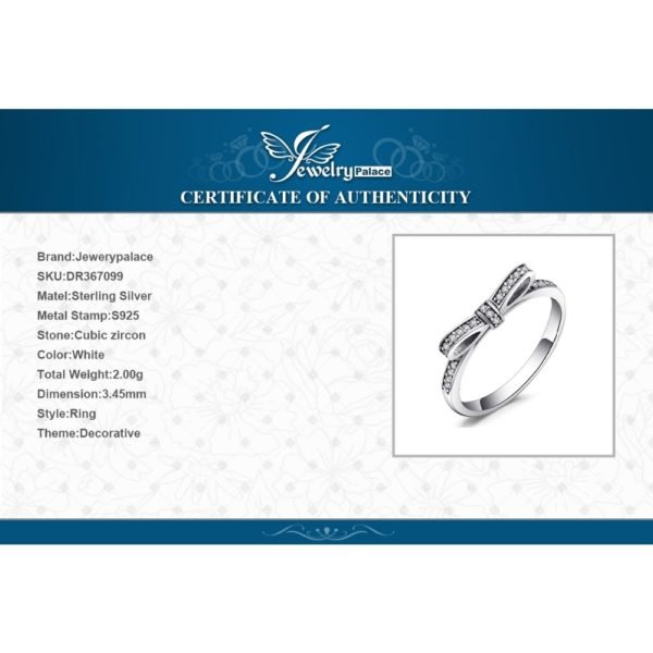 Jewelrypalace Cubic Zirconia Bow Knot Stackable Ring Authentic 925 Sterling Silver Rings For Women Fine Jewelry Gift Hot Sale - Image 6