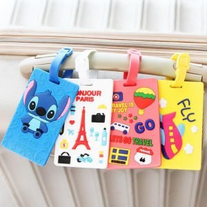 Kawaii Stitch Doraemon Suitcase Luggage Tag Cartoon ID Address Holder Baggage Label Silica Ge Identifier Travel Accessories