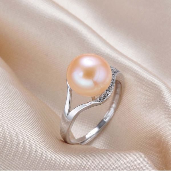 Lindo 100% real freshwater pearl ring for women 925 sterling silver adjustable ring big size 10mm AAAA natural pearl jewelry - Image 2