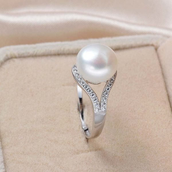 Lindo 100% real freshwater pearl ring for women 925 sterling silver adjustable ring big size 10mm AAAA natural pearl jewelry - Image 4