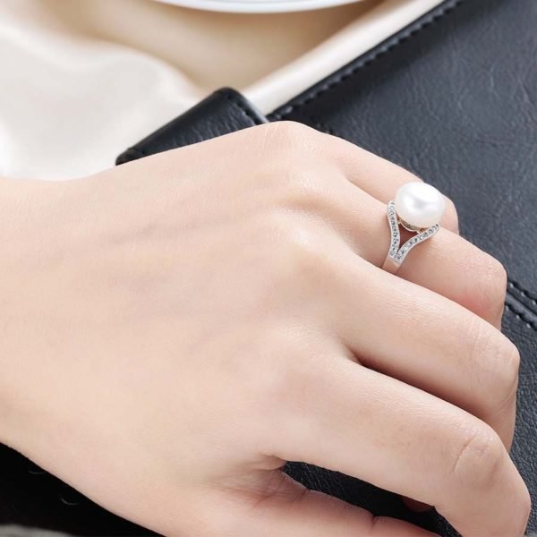 Lindo 100% real freshwater pearl ring for women 925 sterling silver adjustable ring big size 10mm AAAA natural pearl jewelry - Image 5