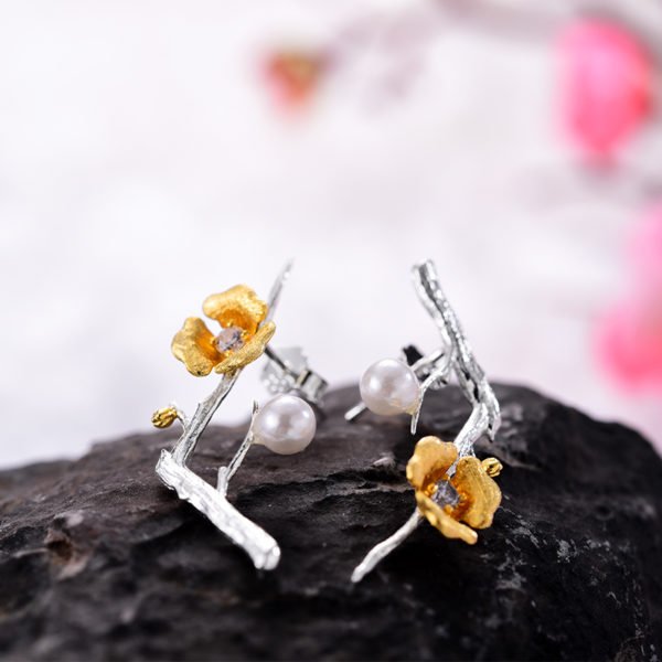 Lotus Fun Real 925 Sterling Silver Handmade Designer Fine Jewelry Delicated Plum Blossom Flower Dangle Earrings for Women - Image 3