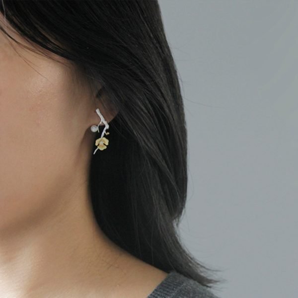 Lotus Fun Real 925 Sterling Silver Handmade Designer Fine Jewelry Delicated Plum Blossom Flower Dangle Earrings for Women - Image 5