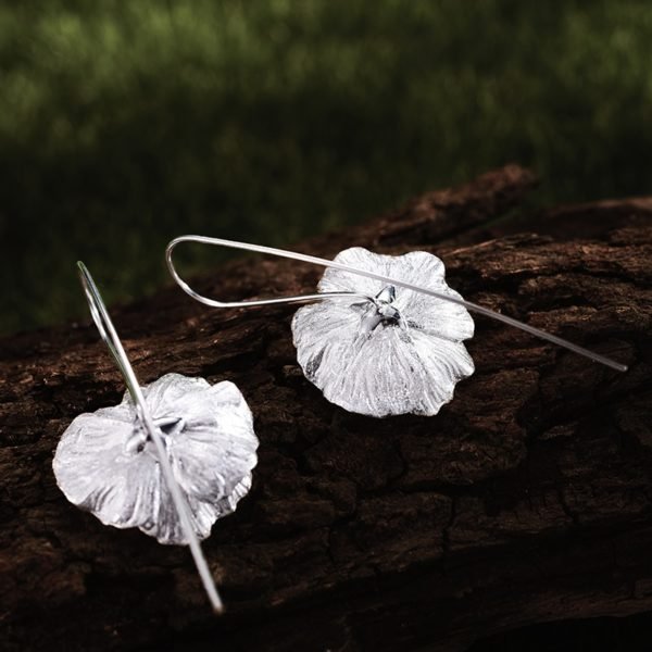 Lotus Fun Real 925 Sterling Silver Handmade Fine Jewelry Blooming Poppies Flower Dangle Earrings for Women - Image 3