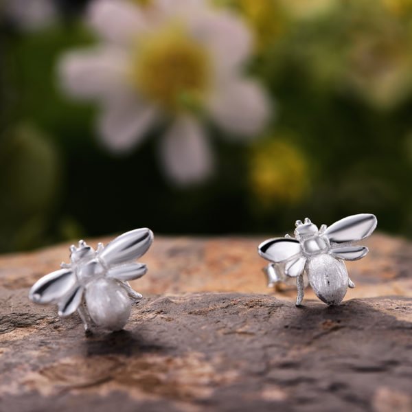 Lotus Fun Real 925 Sterling Silver Natural Creative Handmade Designer Fine Jewelry Cute Honeybee Stud Earrings for Women Brincos - Image 2