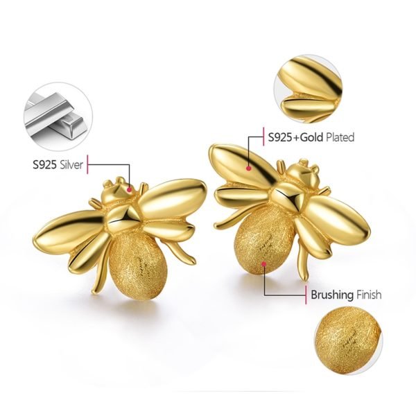 Lotus Fun Real 925 Sterling Silver Natural Creative Handmade Designer Fine Jewelry Cute Honeybee Stud Earrings for Women Brincos - Image 5