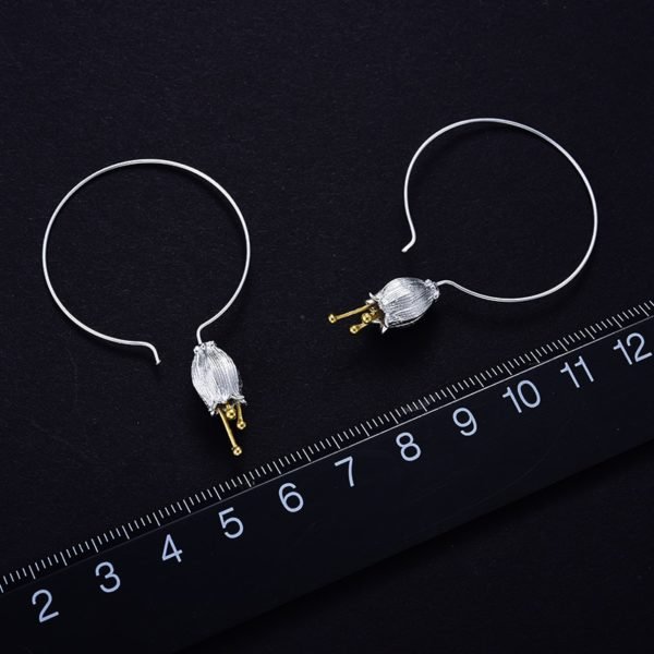 Lotus Fun Real 925 Sterling Silver Natural Creative Handmade Fine Jewelry Fresh Bell Flower Dangle Earrings for Women Brincos - Image 3