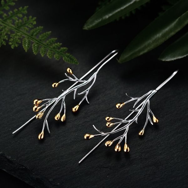Lotus Fun Real 925 Sterling Silver Natural Creative Handmade Fine Jewelry Statement Tree Fashion Drop Earrings for Women Brincos - Image 2