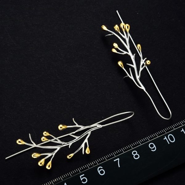 Lotus Fun Real 925 Sterling Silver Natural Creative Handmade Fine Jewelry Statement Tree Fashion Drop Earrings for Women Brincos - Image 3