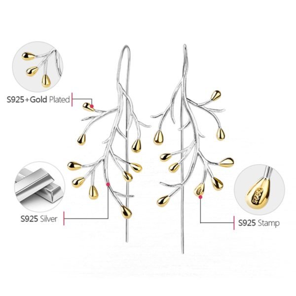 Lotus Fun Real 925 Sterling Silver Natural Creative Handmade Fine Jewelry Statement Tree Fashion Drop Earrings for Women Brincos - Image 5