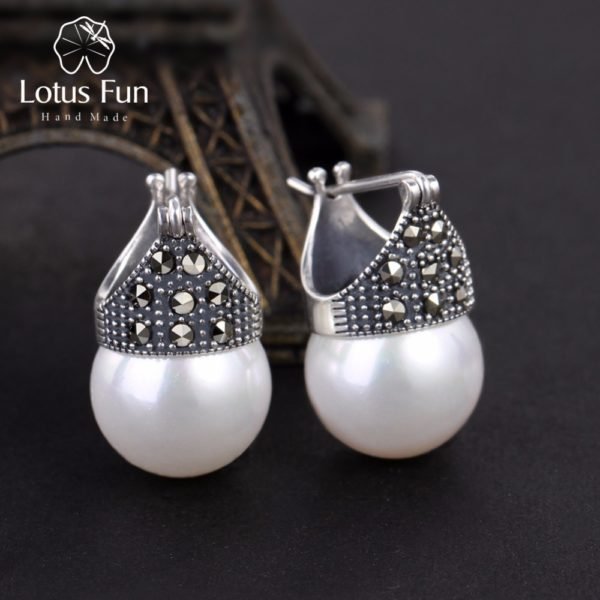 Lotus Fun Real 925 Sterling Silver Natural Handmade Designer Fine Jewelry Vintage Fashion Drop Earrings for Women Brincos Bijoux