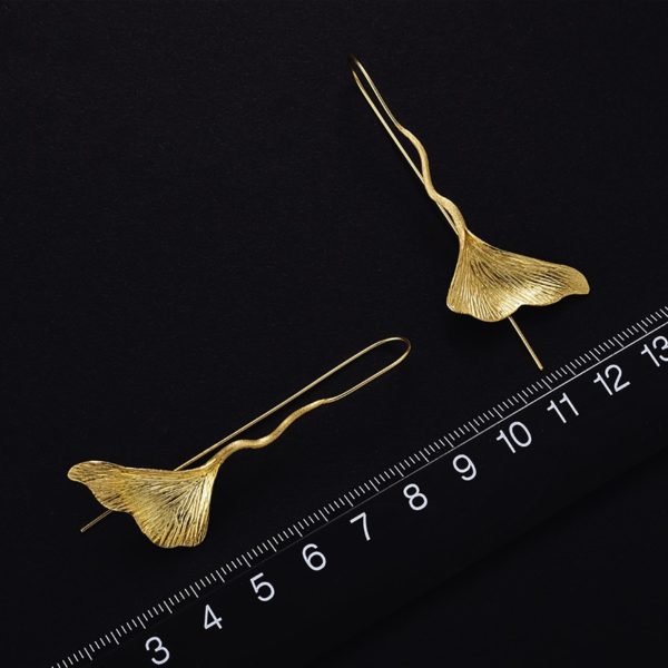 Lotus Fun Real 925 Sterling Silver Natural Handmade Designer Fine Jewelry Vintage Ginkgo Leaf Drop Earrings for Women Brincos - Image 3