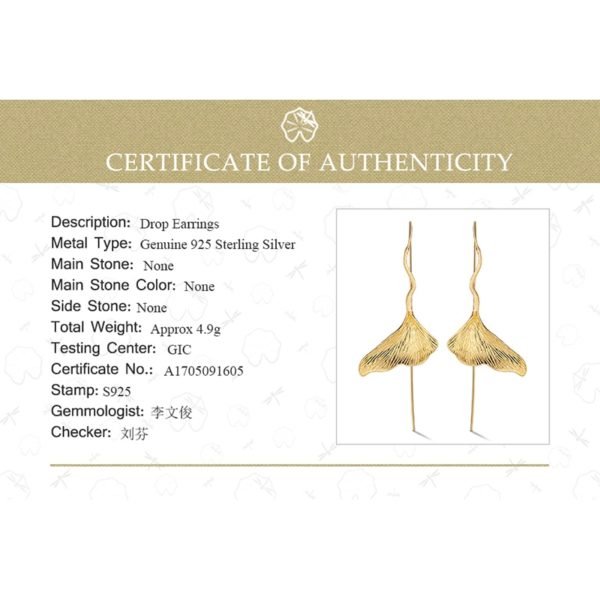 Lotus Fun Real 925 Sterling Silver Natural Handmade Designer Fine Jewelry Vintage Ginkgo Leaf Drop Earrings for Women Brincos - Image 6