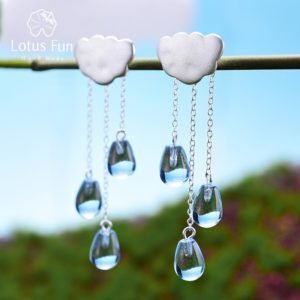 Lotus Fun Real 925 Sterling Silver Natural Handmade Fine Jewelry Ethnic Cloud Long Tassel Dangle Earrings for Women Brincos