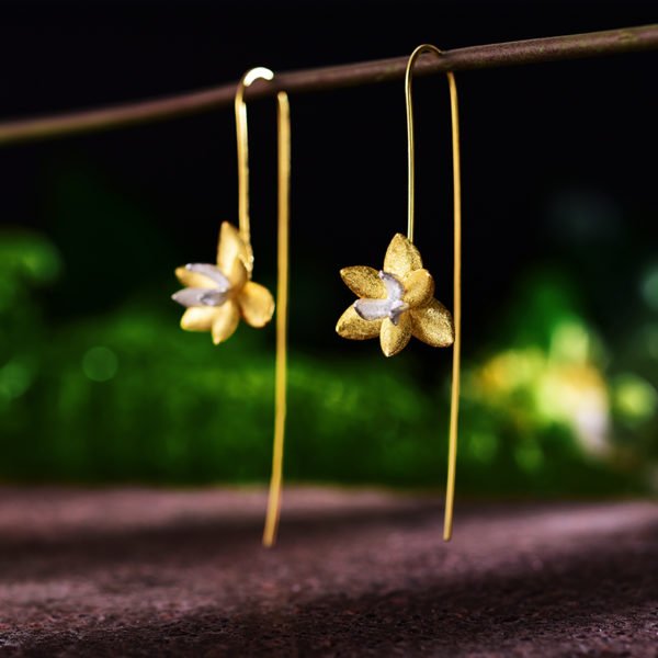 Lotus Fun Real 925 Sterling Silver Natural Original Handmade Fine Jewelry Cute Blooming Flower Fashion Drop Earrings for Women - Image 2