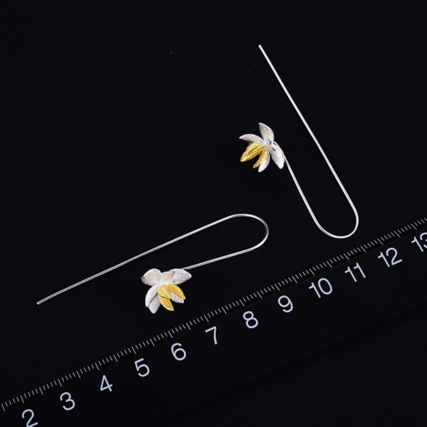 Lotus Fun Real 925 Sterling Silver Natural Original Handmade Fine Jewelry Cute Blooming Flower Fashion Drop Earrings for Women - Image 3
