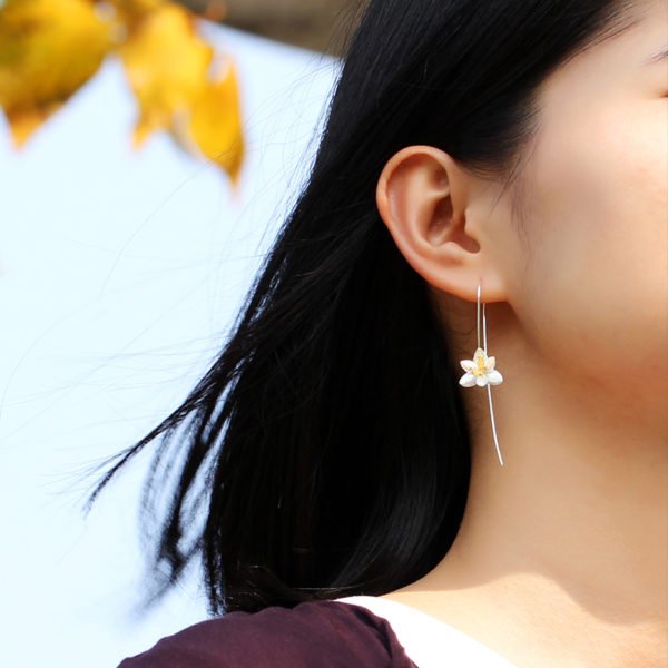 Lotus Fun Real 925 Sterling Silver Natural Original Handmade Fine Jewelry Cute Blooming Flower Fashion Drop Earrings for Women - Image 4