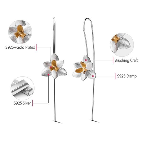 Lotus Fun Real 925 Sterling Silver Natural Original Handmade Fine Jewelry Cute Blooming Flower Fashion Drop Earrings for Women - Image 5