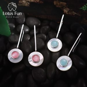 Lotus Fun Real 925 Sterling Silver Valentine's Day Gift You Are My Planet Creative Design Handmade Fine Jewelry Drop Earrings