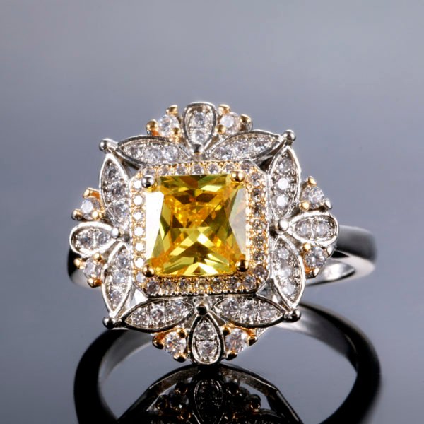 Luxury Square Citrine Rings For Women Genuine 925 Sterling Silver Jewelry With AAA Zircon Wedding Engagement Ring Size 6-10 Hot - Image 2