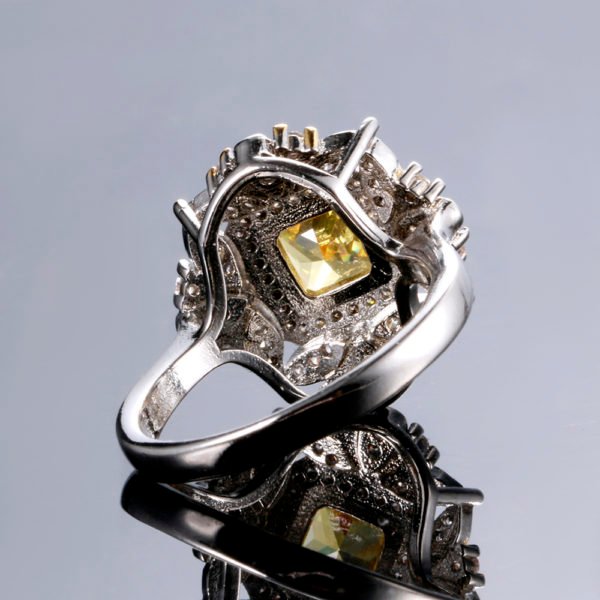 Luxury Square Citrine Rings For Women Genuine 925 Sterling Silver Jewelry With AAA Zircon Wedding Engagement Ring Size 6-10 Hot - Image 4