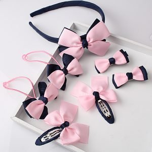 M MISM 1set=7pcs Children Accessories Hairband Hairpins Gum for Hair Baby Girls Lovely Bow Headwear Hair clip Headband
