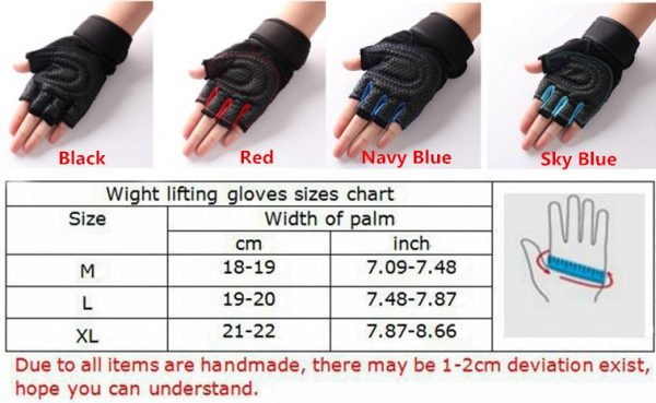 M-XL Gym Gloves Heavyweight Sports Exercise Weight Lifting Gloves Body Building Training Sport Fitness Gloves - Image 6