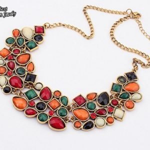 MINHIN New Popular 8 Colors Multicolor Big Pendant Clavicle Chain Necklace Women's Delicate Banquet Jewelry