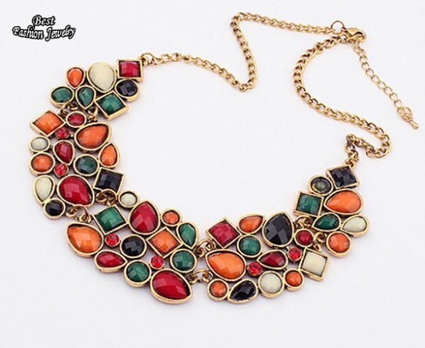 MINHIN New Popular 8 Colors Multicolor Big Pendant Clavicle Chain Necklace Women's Delicate Banquet Jewelry
