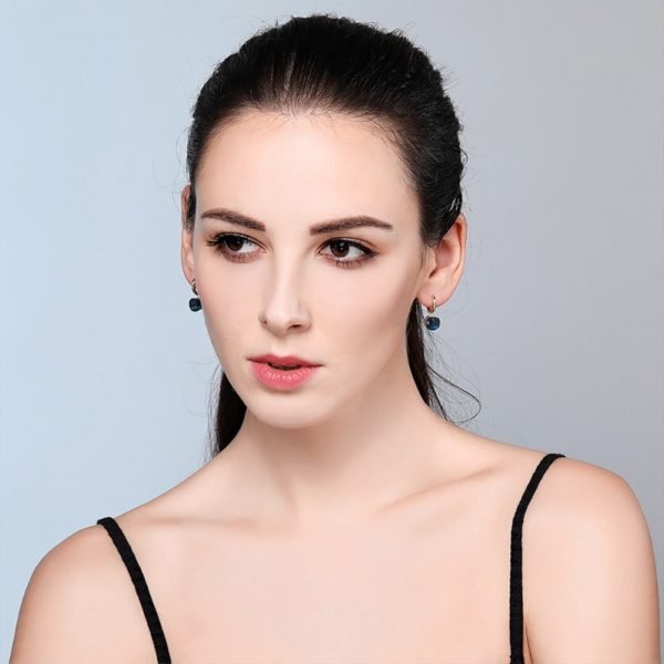 MetJakt Fashion London Blue Topaz Earrings Solid 925 Sterling Silver and Rose Gold Color Earring for Women Gift  Fine Jewelry - Image 2