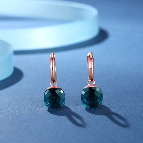 MetJakt Fashion London Blue Topaz Earrings Solid 925 Sterling Silver and Rose Gold Color Earring for Women Gift  Fine Jewelry - Image 3