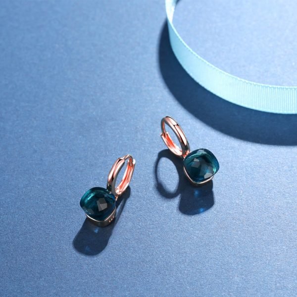 MetJakt Fashion London Blue Topaz Earrings Solid 925 Sterling Silver and Rose Gold Color Earring for Women Gift  Fine Jewelry - Image 4