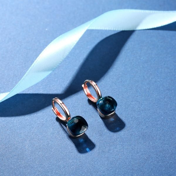 MetJakt Fashion London Blue Topaz Earrings Solid 925 Sterling Silver and Rose Gold Color Earring for Women Gift  Fine Jewelry - Image 5