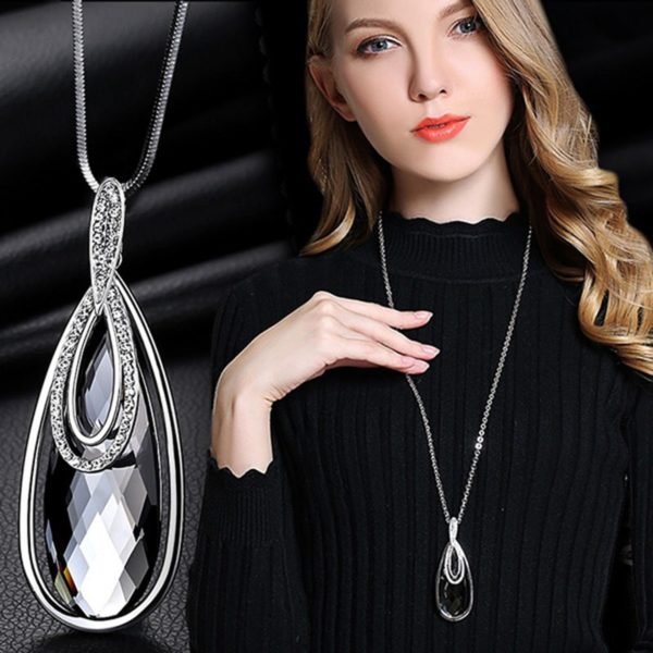 Meyfflin Long Necklaces & Pendants for Women Collier Femme Geometric Statement Colar Maxi Fashion Crystal Jewelry Bijoux 2019 - Image 3