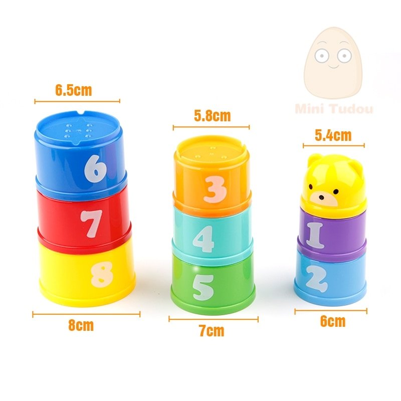 MiniTudou 8PCS Educational Baby Toys 6Month+ Figures Letters Foldind Stack Cup Tower Children Early Intelligence - Image 4