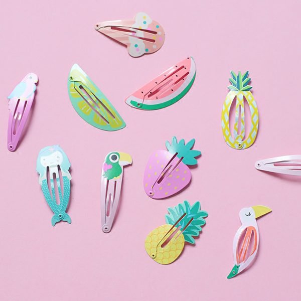 NEW Kids Hair Accessories Headwear 2-6Pcs/Set Flamingo Pineapple Fruit Hairpins Cartoon Mermaid Horse Rainbow Hair Clip for Girl - Image 5