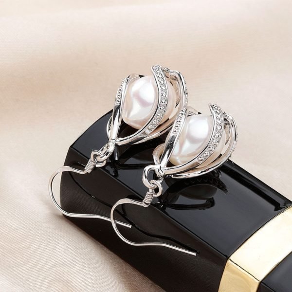 Natural Freshwater Pearl Drop Earrings For Women Elegant 925 Sterling Silver Anti allergy Earrings DIY Cage Jewelry 2019 Lindo - Image 2