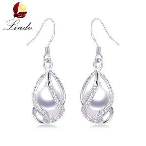Natural Freshwater Pearl Drop Earrings For Women Elegant 925 Sterling Silver Anti allergy Earrings DIY Cage Jewelry 2019 Lindo
