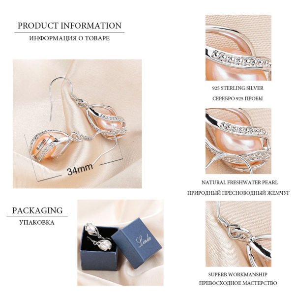 Natural Freshwater Pearl Drop Earrings For Women Elegant 925 Sterling Silver Anti allergy Earrings DIY Cage Jewelry 2019 Lindo - Image 5