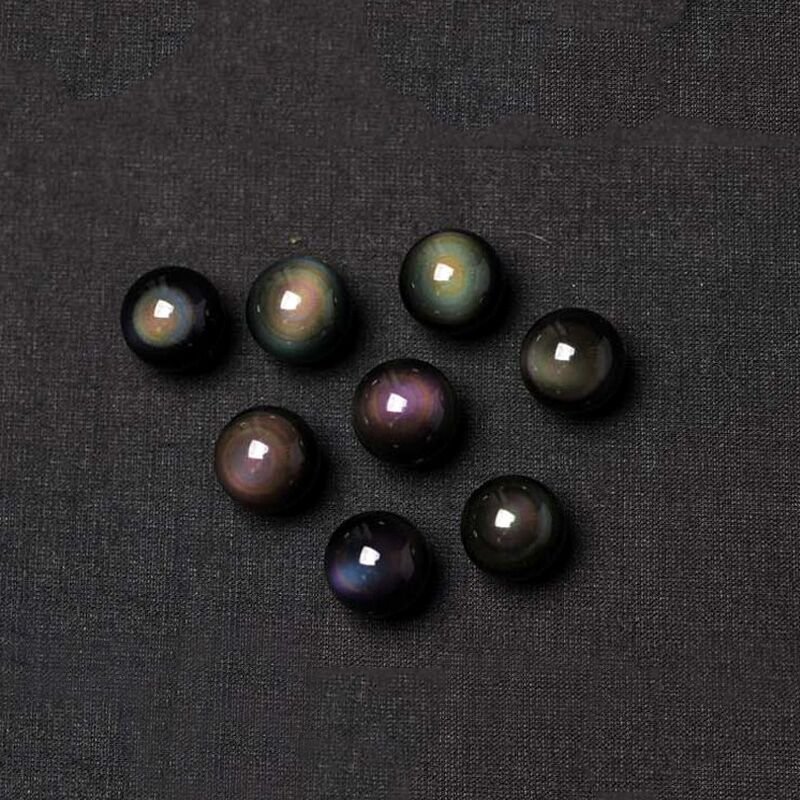 Natural Obsidian Rainbow Eye Transfer Good Luck Bead Pendant Necklace Polyester Rope Chain Necklace Jewelry For Woman - Image 2