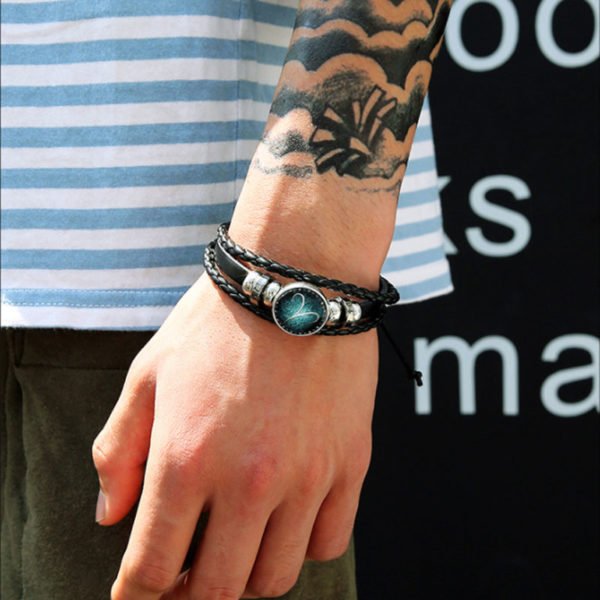 New 12 Constellation Luminous Bracelet Men Leather Bracelet Charm Bracelets for Men Boys Women Girl Jewelry Accessories Gifts - Image 3