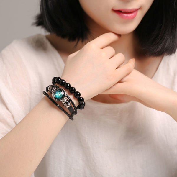 New 12 Constellation Luminous Bracelet Men Leather Bracelet Charm Bracelets for Men Boys Women Girl Jewelry Accessories Gifts - Image 4