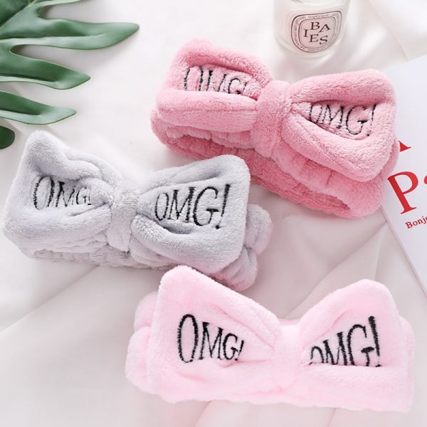 New Letter"OMG" Coral Fleece Soft Bow Headbands For Women Girls Cute Hair Holder Hairbands Hair Bands Headwear Hair Accessories