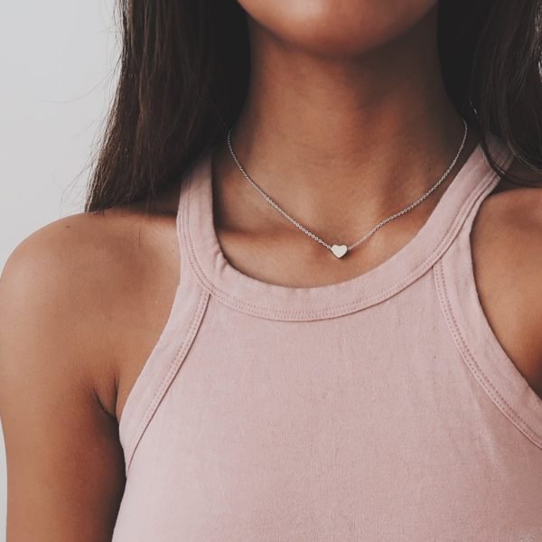 New Tiny Heart Necklace for Women SHORT Chain Heart Shape Pendant Necklace Gift Ethnic Bohemian Choker Necklace drop shipping - Image 2