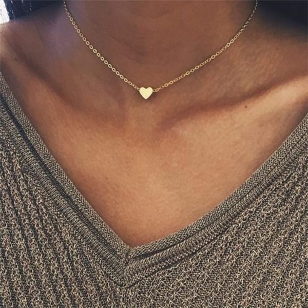 New Tiny Heart Necklace for Women SHORT Chain Heart Shape Pendant Necklace Gift Ethnic Bohemian Choker Necklace drop shipping - Image 3