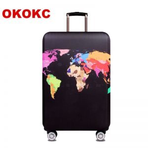 OKOKC World Map Elastic Thick Luggage Cover for Trunk Case Apply to 18''-32'' Suitcase,Suitcase Protective Cover Travel Accessor