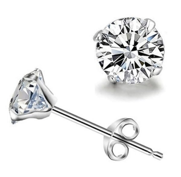 OMHXZJ Wholesale Fashion jewelry Four Claws Contracted Hot Popular Style Zircon AAA Drill 925 Sterling Silver Stud Earrings YS45 - Image 4