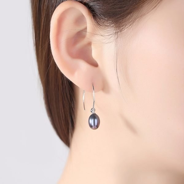 PAG&MAG New Fashion Big Half Circle Earwire 925 Sterling Silver Drop Earring For Women Fine Freshwater Pearl Paved Banquet Gifts - Image 2