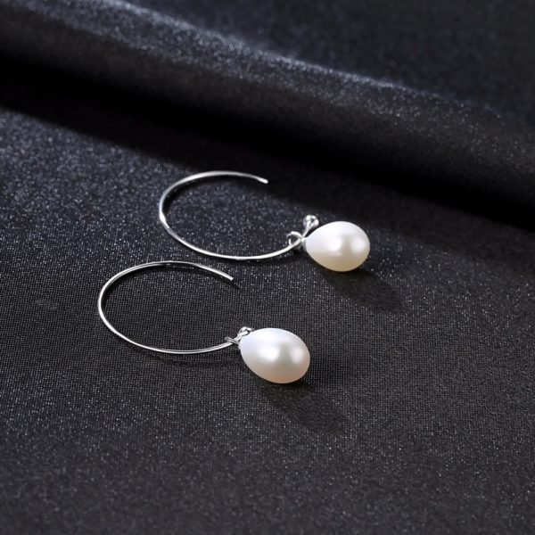 PAG&MAG New Fashion Big Half Circle Earwire 925 Sterling Silver Drop Earring For Women Fine Freshwater Pearl Paved Banquet Gifts - Image 3